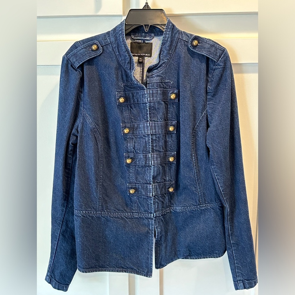 Banana Republic Military Style Jean Jacket XL